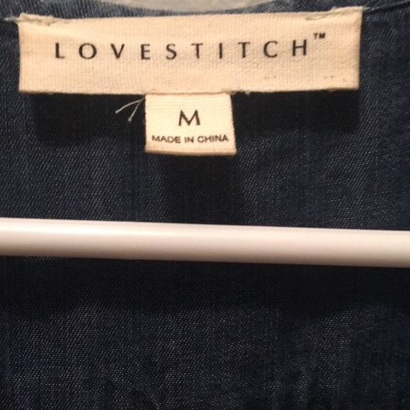 Denim dress with long sleeve w/roll up & tie front - Picture 3 of 3